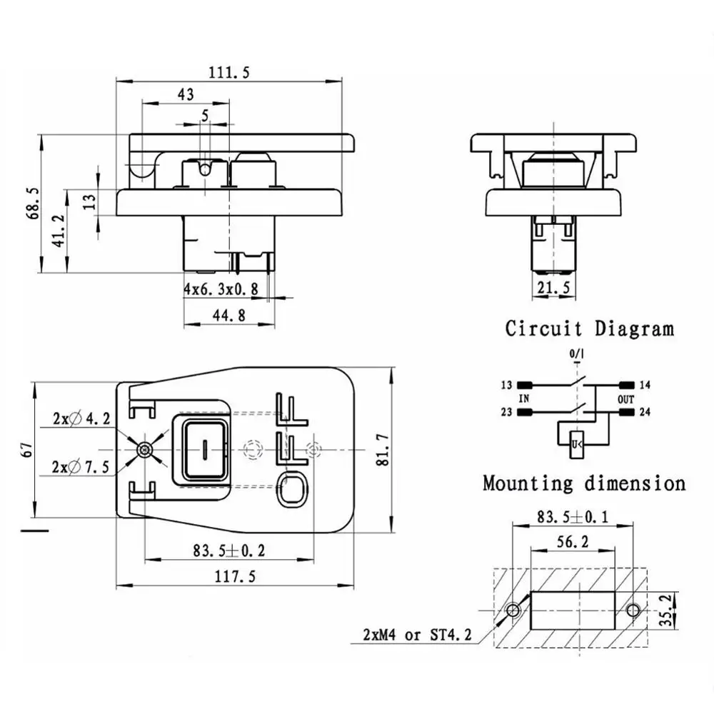 KEDU KJD17B 120V/250V 4 контакта электромагнитные переключатели аварийный стоп кнопочный