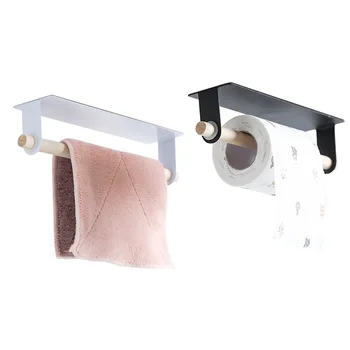 

Under Cabinet Storage Hanger Shelf Sundries Rack Multi Purpose Nail Free Rack For Kitchen Roll Toilet Paper Towel Holder Rack