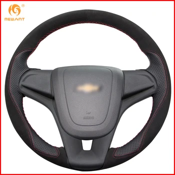 

MEWANT Black Suede Black Leather Car Steering Wheel Cover for Chevrolet Cruze 2009-2014 Aveo 2011-2014 Holden Cruze 2010 Parts