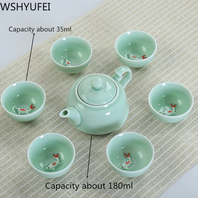 Чайный набор 7 шт./лот Longquan Celadon керамический чайный домашний аксессуары около 35
