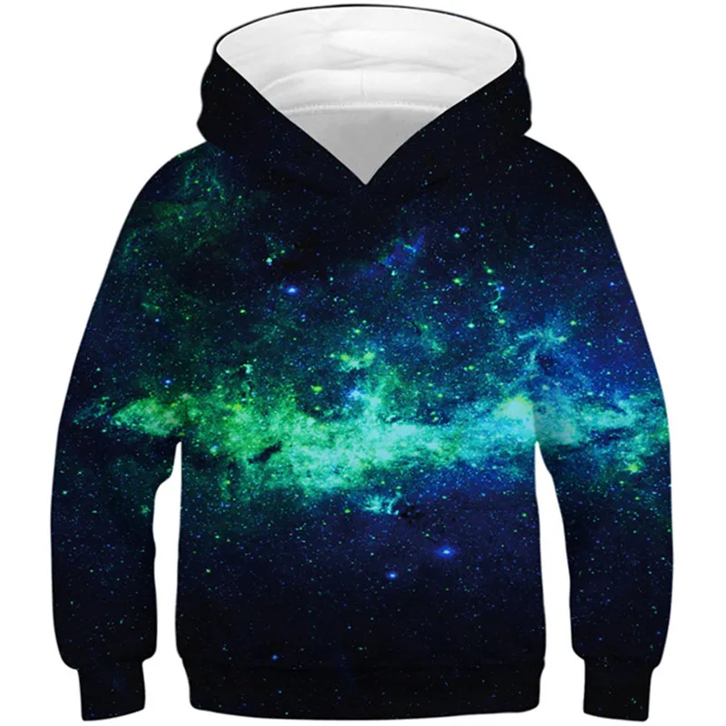 

Children Harajuku Style 3D Hoodies Boys Girls Colorful Space Galaxy Universe Star Printed Hooded Sweatshirts Kids Pullover Tops