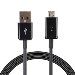 Universal USB Charger with Micro USB Cable - European Adapter - Only Cable Black