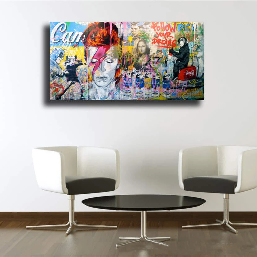 Billige Gorilla Mona Lisa Mixed Graffiti Leinwand Malerei Banksy Wand Kunst Poster Und Drucke Wand Bilder Für Wohnzimmer Decor