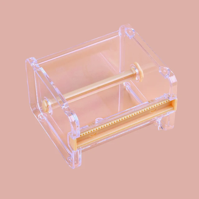 Portable Transparent Acrylic Eyelash Tape Cutter Colorful Cutter PE Medical Tapes Adhesive Rotating Tape Holder Eyelash Tools Orange Cutter