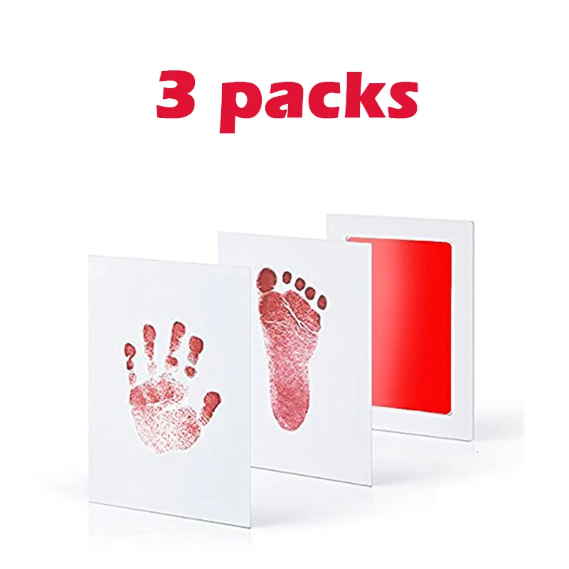 3 упаковки уход за ребенком нетоксичный отпечаток руки ребенка отпечаток набор Детские сувениры литье новорожденный штемпельная подушка для отпечатка ноги младенческой глины игрушка Подарки - Цвет: 3 x Red