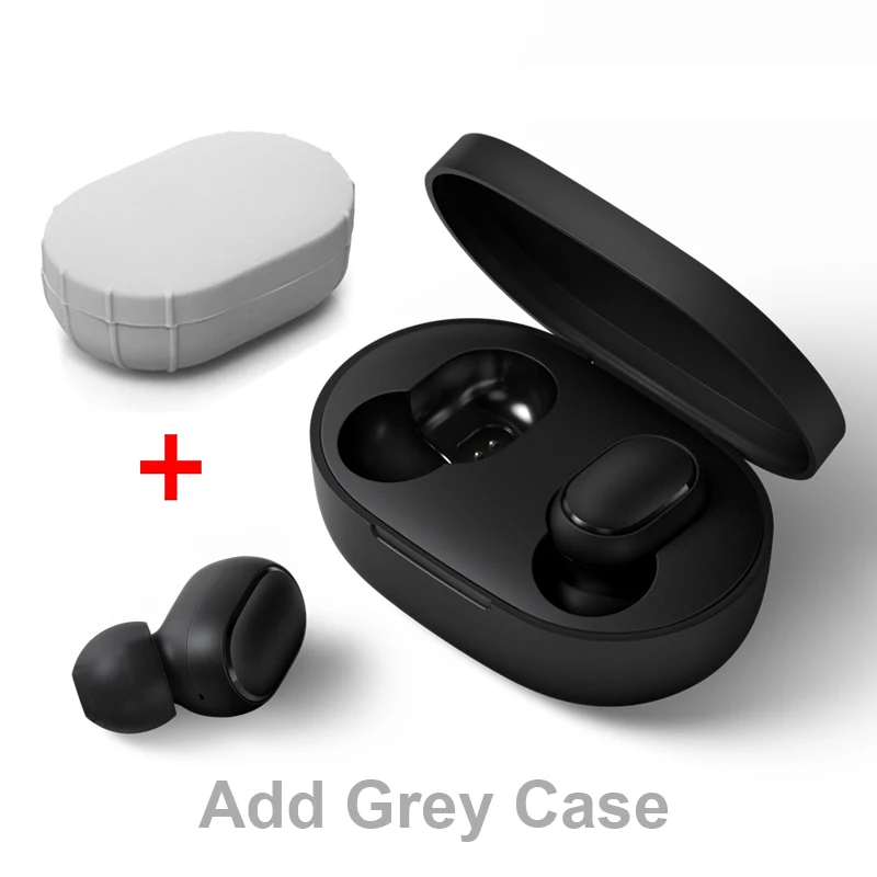 Xiaomi Redmi Airdots TWS Bluetooth наушники бас стерео шумоподавление наушники Bluetooth 5,0 гарнитура с микрофоном громкой связи - Цвет: GB Add grey case