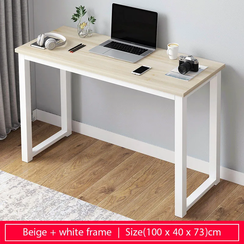 100cm-beige Скандинавский деревянный столик мобильный компьютерный офисный стол Гостиная вход длинный стол Стильная Офисная Мебель - Цвет: 100cm-beige