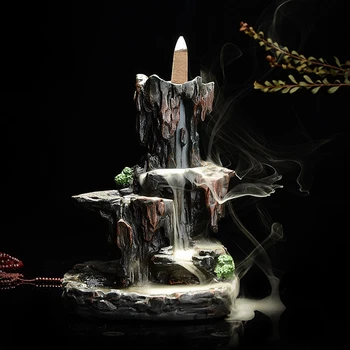 

ELEG-Lofty Mountains And Flow-Water Smoke Backflow Incense Burner Ceramic Rockery Creative Ornaments Censer Antique Incense Burn