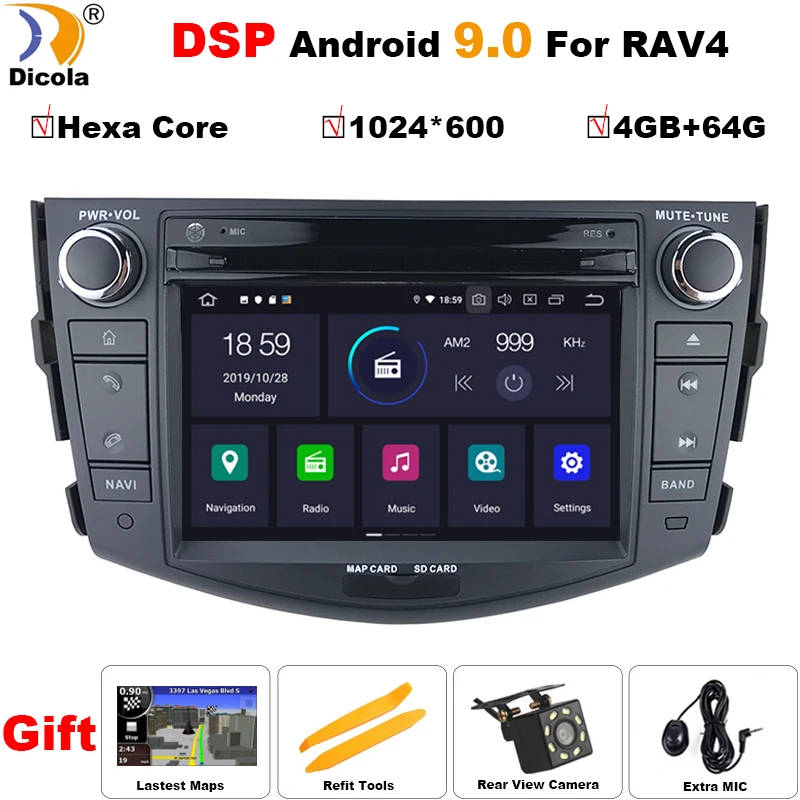 PX6 DSP Android 9 Car Multimedia Player Car DVD GPS For Toyota RAV4 RAV 4 2006-2012 GPS Radio Navigation Mirror Link Head Unit