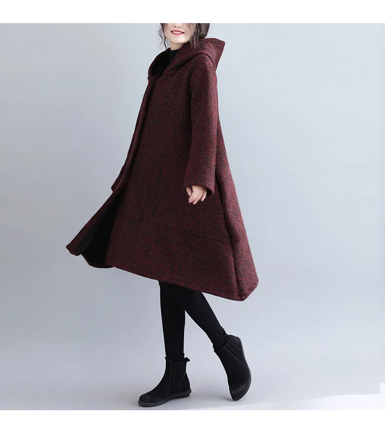 Для фотосессии,, осень и зима, стиль, платье большого размера, корейский стиль, шерстяное, плюс бархат, неровный подол, средней длины, с капюшоном
