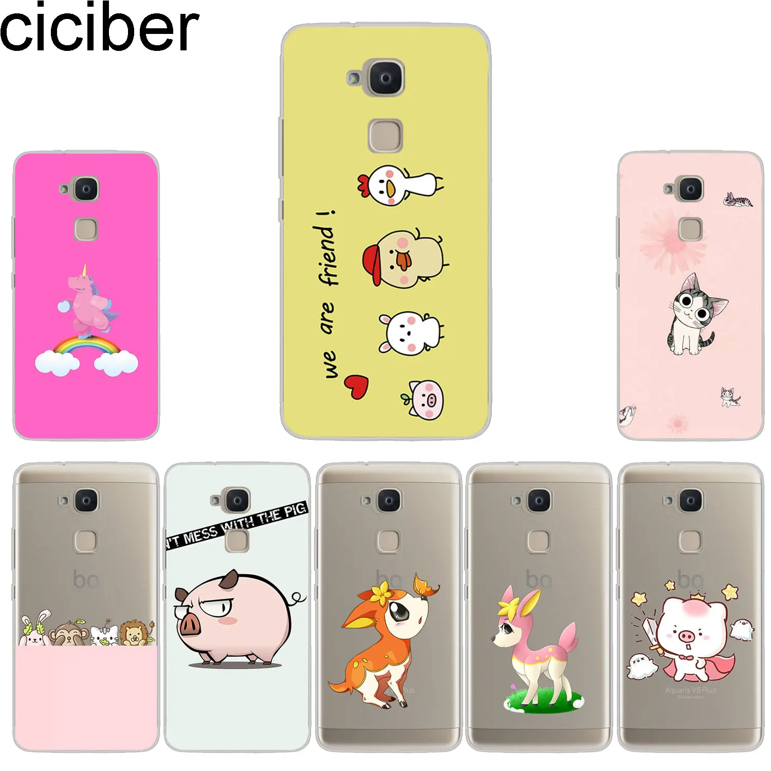 

ciciber Cute Animal Pig Phone Case for BQ Aquaris X2 X Pro V VS U U2 Lite Plus Soft TPU Cover for Aquaris E5s 4.5 M5 M5.5 4.5 X5