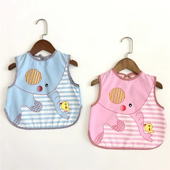 

Children Sleeveless Smock Waterproof Anti Dust Clothing Cute Cotton Seersucker Dinner Apron Baby Bibs High Quality