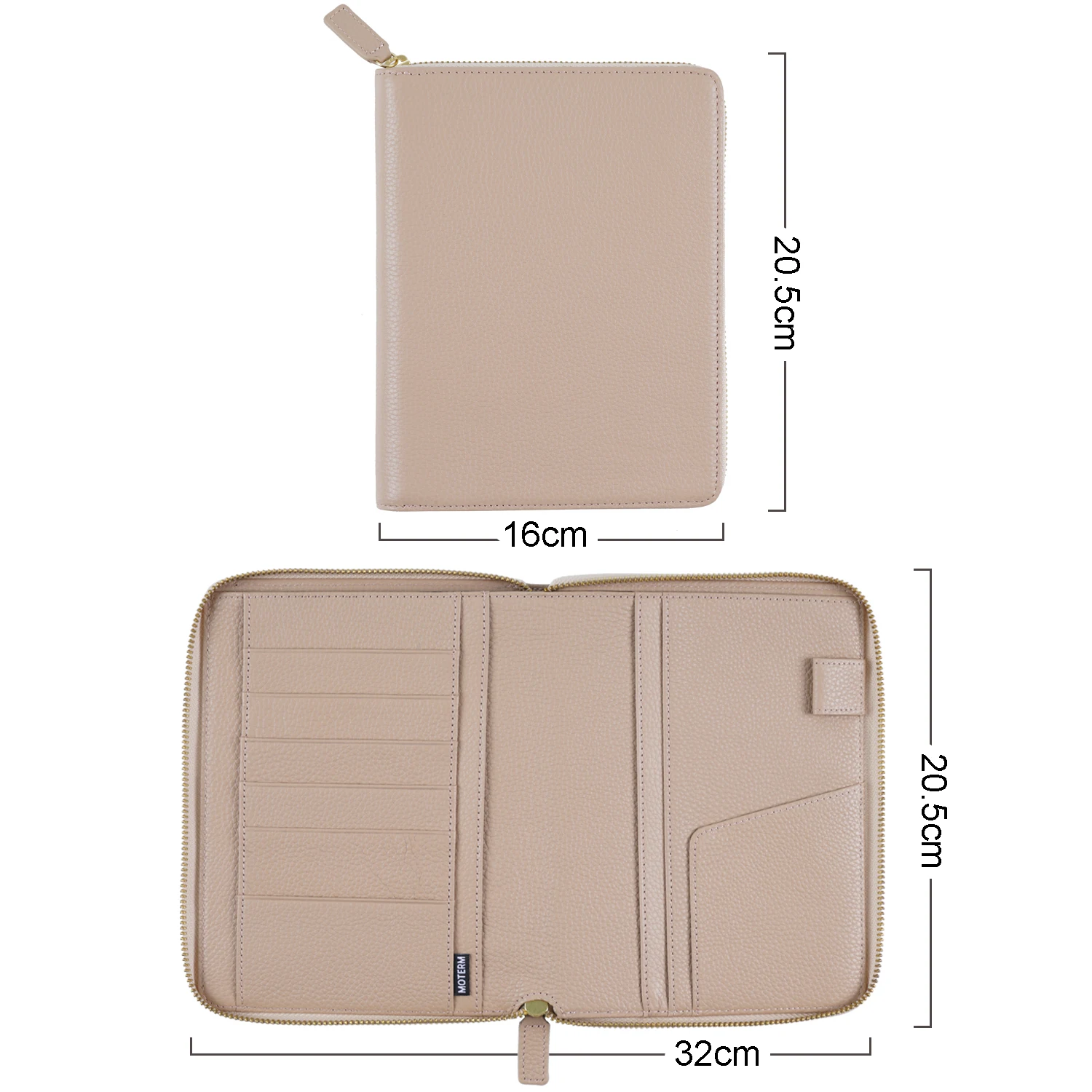 Moterm Genuine Pebbled Grain Leather B6 Zip Cover with Top Pocket Cowhide Planner Zipper Notebook Organizer Agenda Journal Diary 2