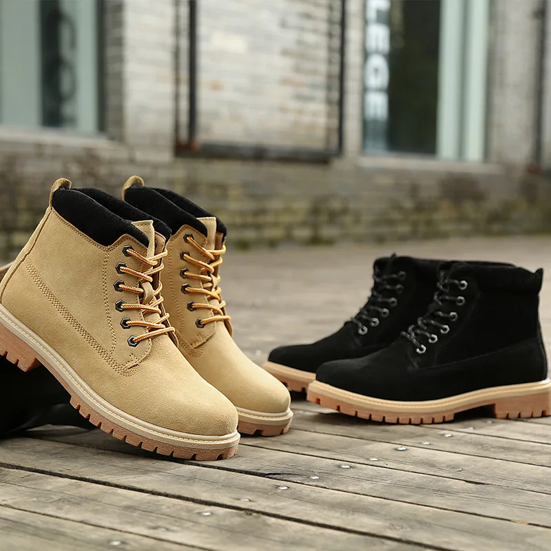 

Men's Leather Boot Worker Boots Martin Boots British Style Students Korean-style Versatile Worker Boots Locomotive Workwear Shor