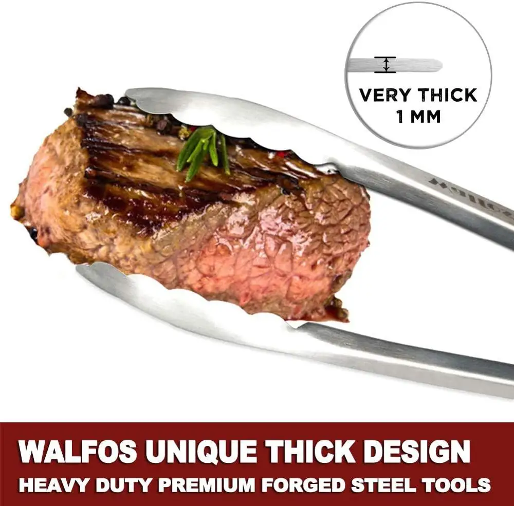 WALFOS Extra Long Stainless Steel BBQ Grilling Tong Salad Bread Serving Tong Non-Stick Kitchen Barbecue Grilling Cooking Tong - Image 3