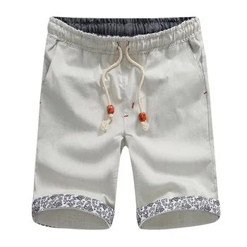 

2019 Summer New Linen Shorts Loose Men's Casual Shorts Black White Drawstring Waist Shorts Men Plus Size M-3XL