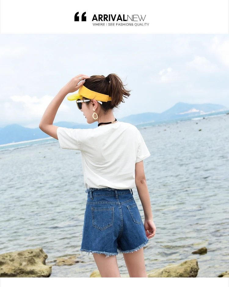 Denim Shorts Women's Summer New Style WOMEN'S Dress Korean-style High-waisted Loose-Fit Korean-style Versatile Fringed Deni