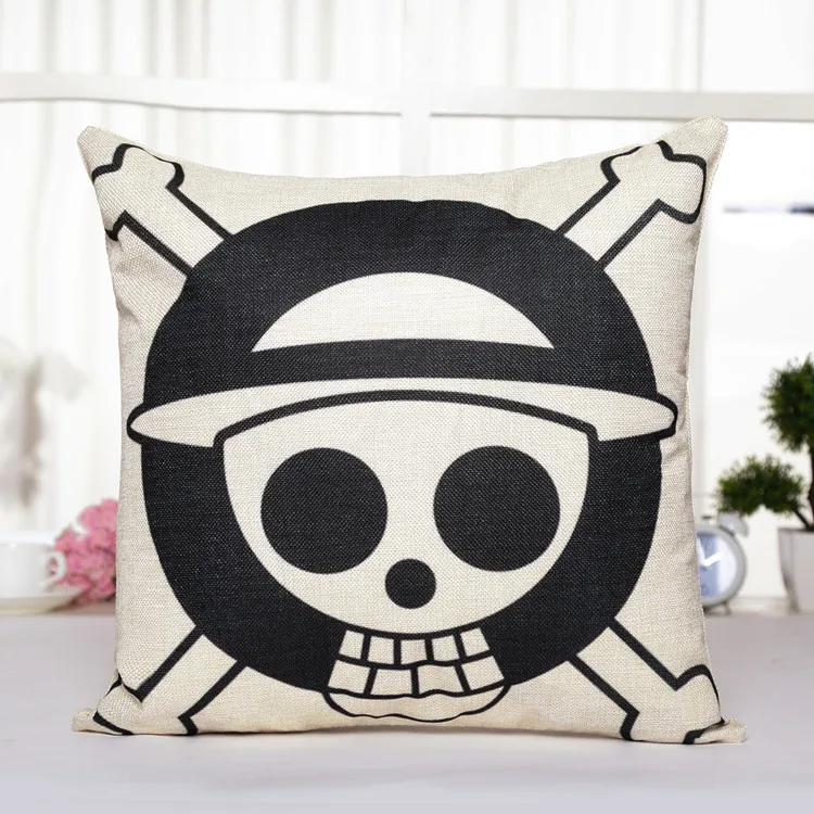 45*45 cm One Piece Action Figure plush toys cartoon Living room pendant flax pillow cover  Bedroom Deco dolls for kids party