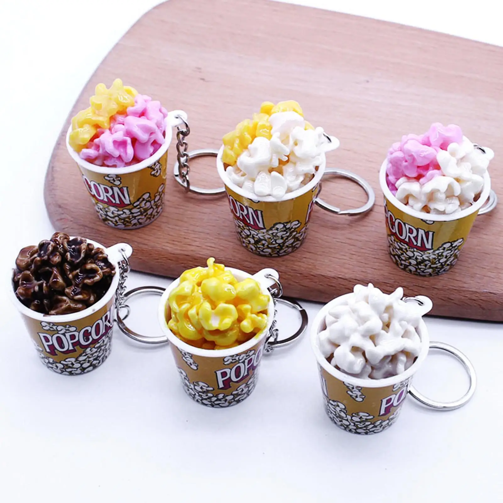 

Creative Simulation Popcorn Bucket Keychain Mini Snack Cup Key Ring Pendant Gift