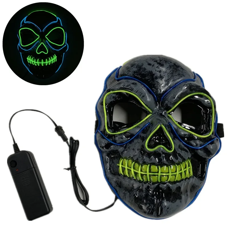Маска на Хэллоуин, Ночная Атмосфера, декоративные маски для лица, мужская и женская одежда, светодиодный светильник, излучающая маску