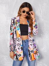 

Printed Blazer Women Casual Cool Fashion Aesthetic Clothing Y2k Style Single Breasted Coat Suits Spring Summer 2022 New Arrivals
