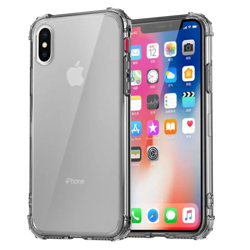 Серый Сверхмощный защитный чехол для iPhone 11 Pro Max X XS Max Four Corner усиленный силиконовый прозрачный чехол для iPhone XR 6 6S 7 8 Plus - Цвет: Серый