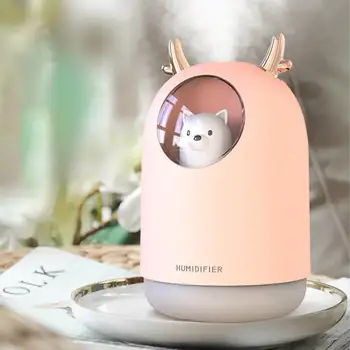 

300ml LED Air Humidifier Air Diffuser Aroma Diffusers Cool Mist Maker Deep Moisture With Colorful Light USB Rechargable