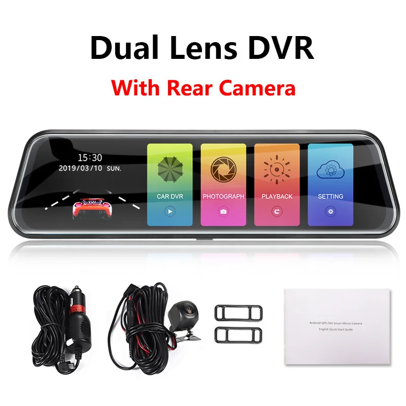 Поток зеркало заднего вида Dvr Dash камера 1" ips сенсорный экран Full HD 1080P Автомобильный видеорегистратор Dash Cam ночное видение с 720p резервная камера