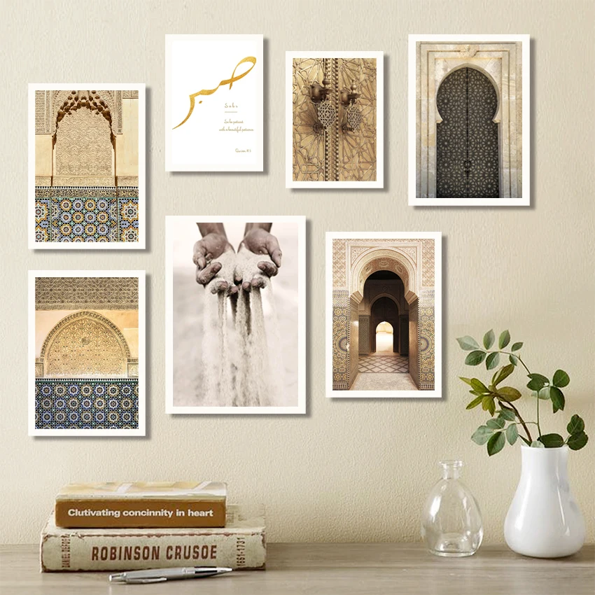 Affiche Vintage Avec Architecture Islamique Maroc Citation Toile Imprimee Religion Moderne Peinture Artistique Musulmane Aliexpress