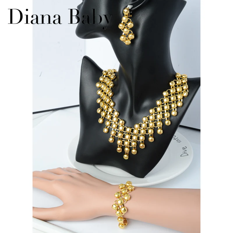 

Diana Baby Jewelry Sets Fashion Dubai Hot Sale Ball Earrings Necklace Bracelet For Women Bridal Wedding Party Anniversary Gift