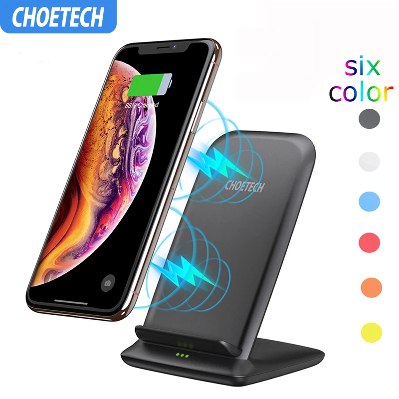 CHOETECH 10 Вт Беспроводная зарядная подставка для iPhone Xs Max Xr X быстрая Qi Беспроводная зарядная док-станция для samsung S9 Xiaomi mi x 3