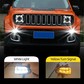 

CSCSNL 2Pcs For Jeep renegade 2015 2016 2017 2018 LED DRL Daytime Running Light Daylight yellow Signal lamp car-Styling