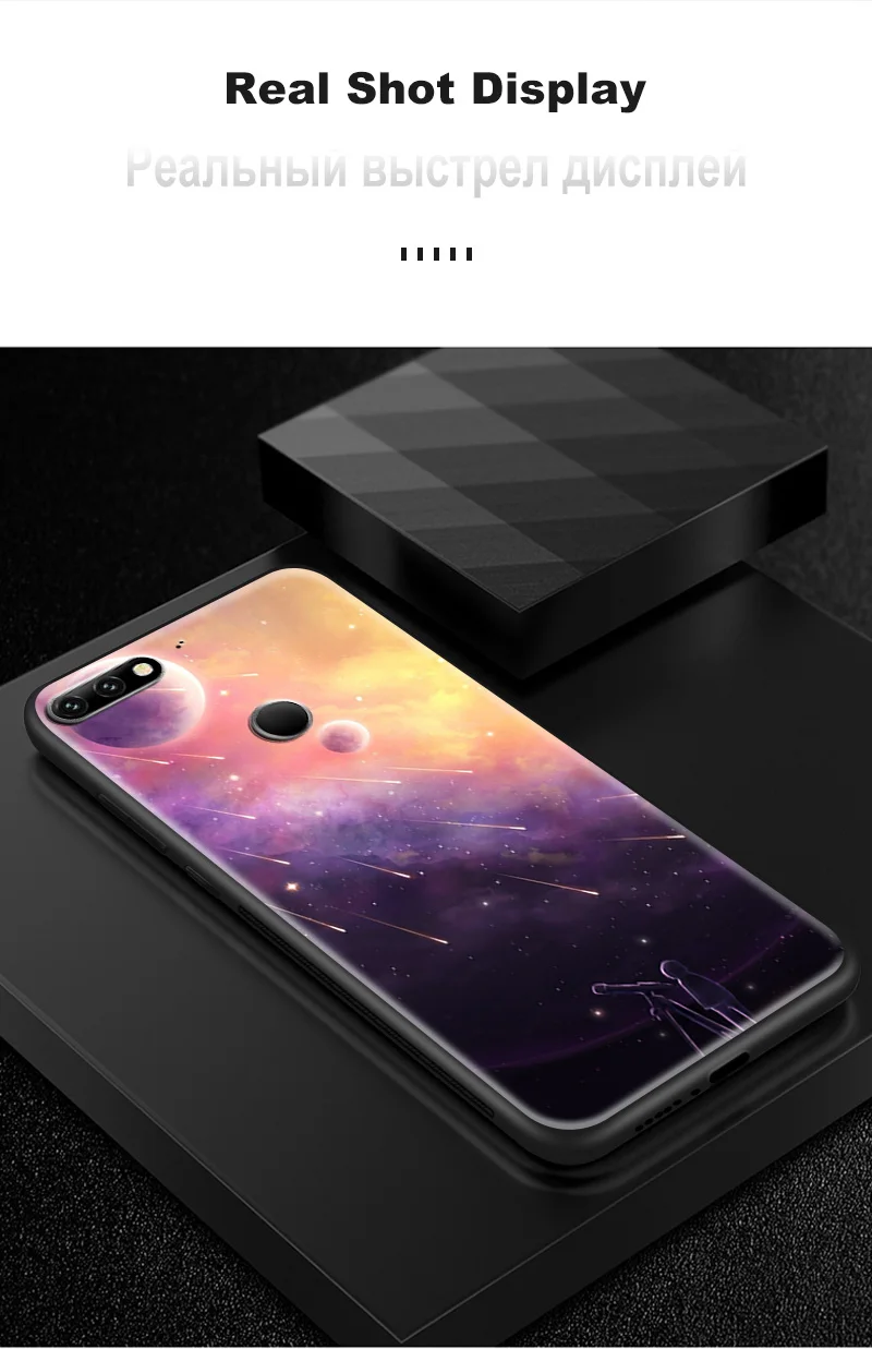 Роскошные Чехлы из закаленного стекла для huawei Enjoy 9s Honor 7A Pro 7C 7X 8A 8X9 10 Lite Magic 2 Play mate 20 Pro Nova2 3 4 Soft Funda