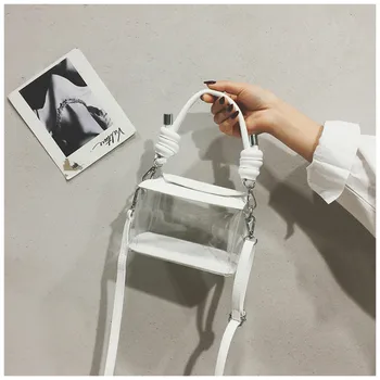 

Ainyfu Transparent Small Bag 2020 Spring New Shoulder Messenger Bag Solid Color Travel Fashion Shoulder Handbags Beach Bag D425