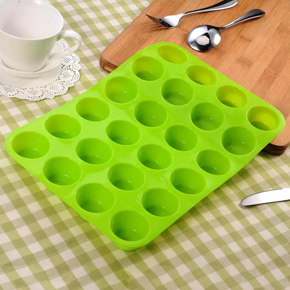 Integrated 24-hole Multi-cell Circular Silicone Muffin Cup Mold Jelly Biscuit Baking Pan Cake Baking Mold Kitchen Bakery Baking