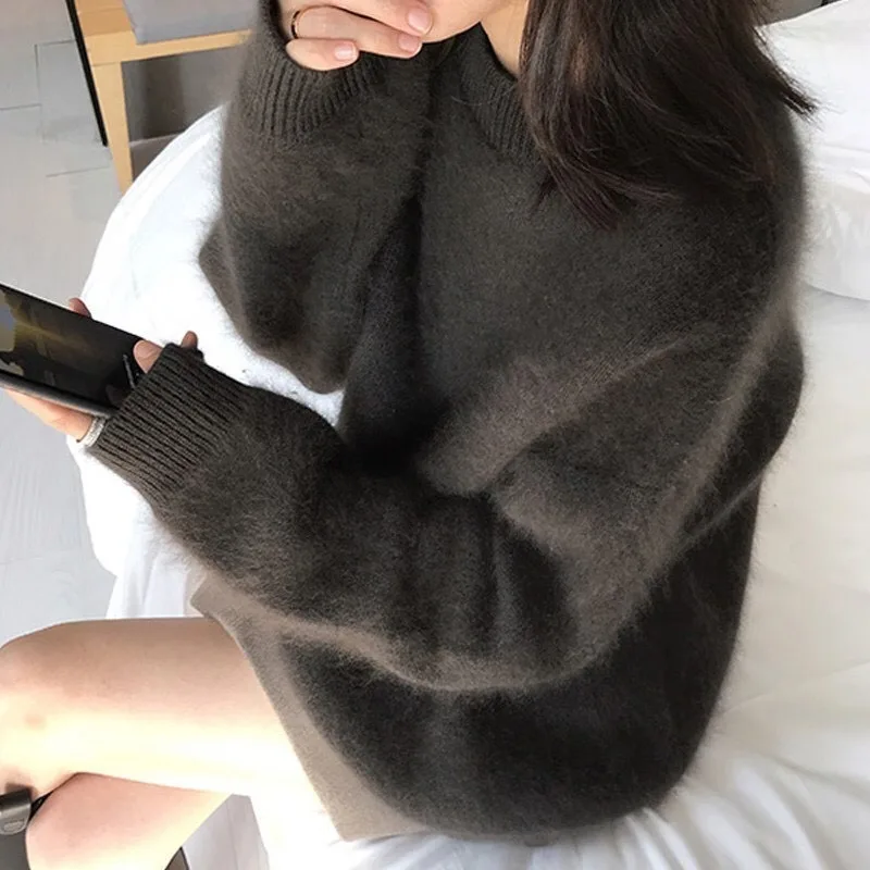 

2020 Winter New Loose and Fashionable Outer Wear Sweater Women with Christmas Base Mink Velvet Thickened Warmth and Lazy Wind