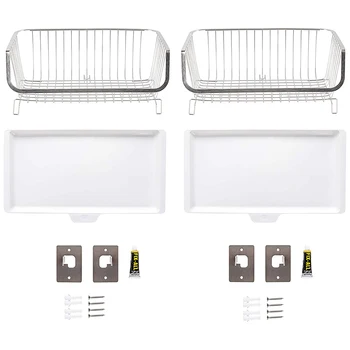 

Screws Free Spice Rack Fruit Holder 2PCS Wire Baskets Kitchen Organizer Heavy Duty Countertop/Wall Mounted Storage Shelf