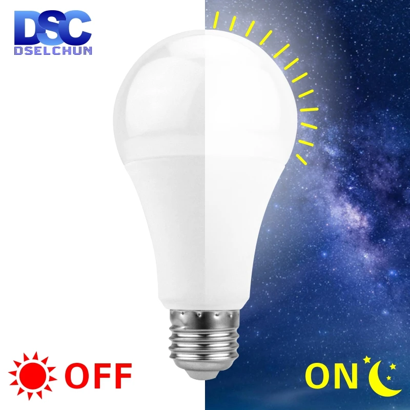 E27 White Dusk to Dawn LED Lamp Bulb Auto Light Sensor Energy Saving Garden 