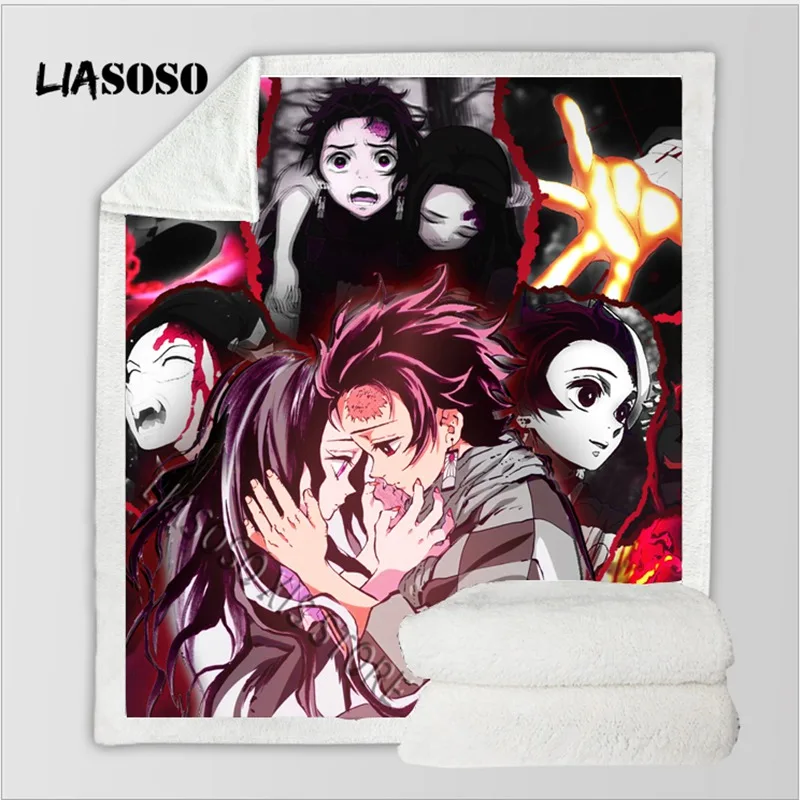 Постельные принадлежности одеяло 3D принт аниме Kimetsu no Yaiba шерпа флисовое Покрывало Диван тонкое одеяло путешествия Пикник Туризм одеяло s - Цвет: 5