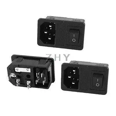 

250V 10A IEC 320 C14 AC Power Inlet Panel Socket w Fuse w Rocker Switch 2 Pcs