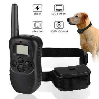 

Pet Collar 300M Remote Electric Dog Collars Shock Vibration Rechargeable Rainproof Dog Training Collars With LCD Display