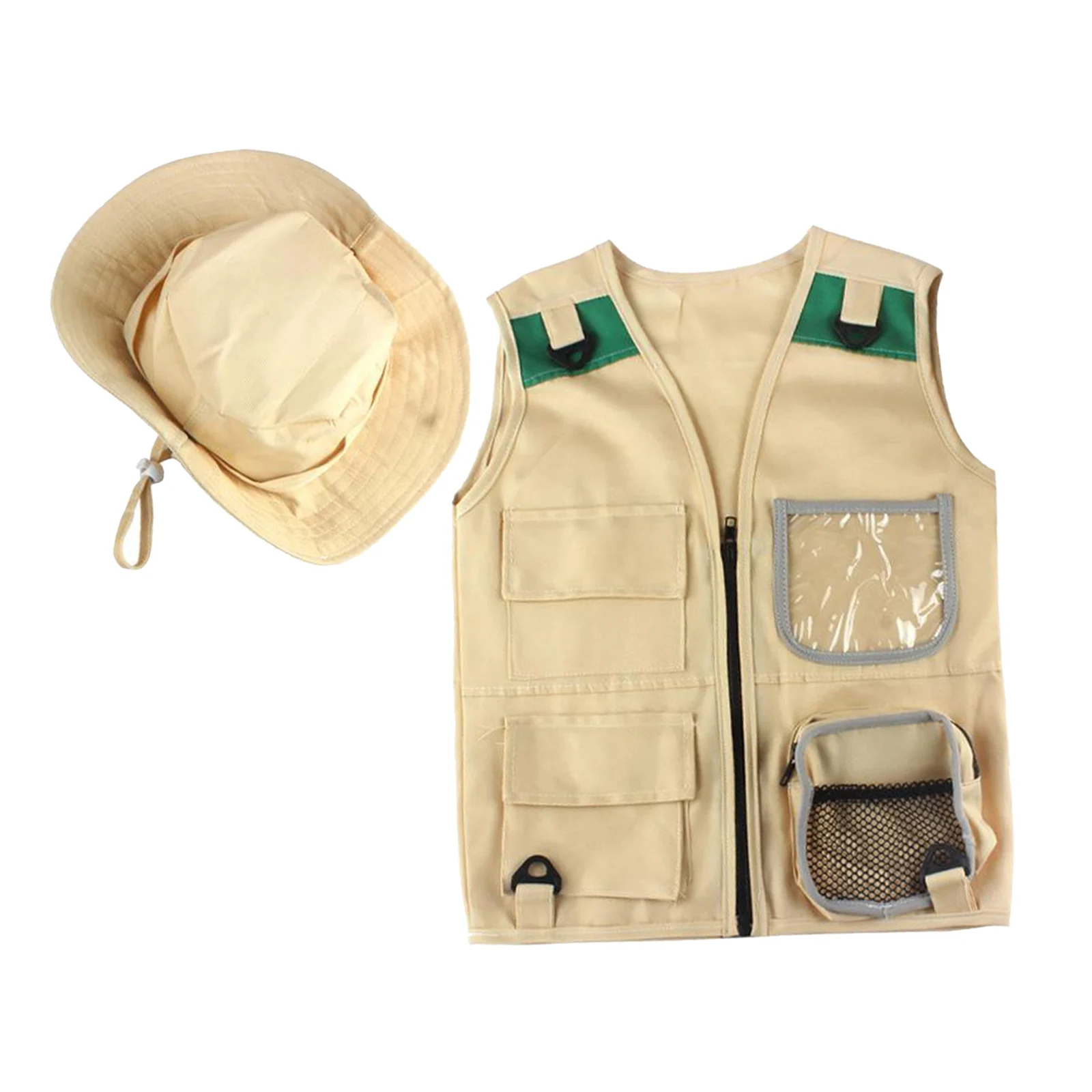 Kids Cargo Hat With Pockets Kid's Khaki Cargo Vest And Hat