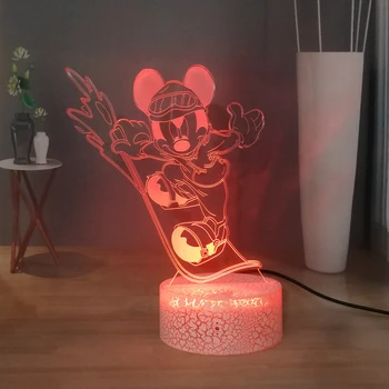 

Cool Skateboard Mickey Mouse 3D Visual Table Lamp Lovely USB Touch LED Night Light Cute Child Room Desk Lamp Bedroom Night Lamp