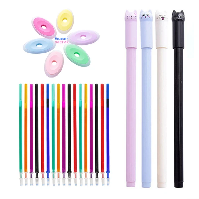 Mignons animaux effaçables gel stylo 0.5mm recharges tige magique-effaçable  stylo noir encre école écriture papeterie