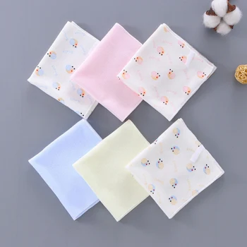 

6PCS/Pack New Baby Care Cartoon Handkerchief Pure Cotton Baby Wipes Square Baby Bath Soft Towels Face Body Care Random Color