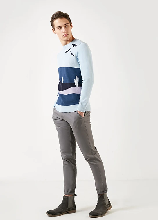 SELECTED Colour Matching Pattern Round-collar Knitted Sweater |419124552