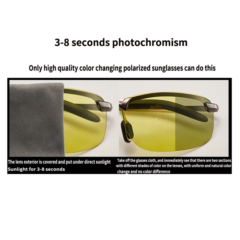 Фотохромные очки ночного видения желтые поляризационные линзы UV400 для вождения