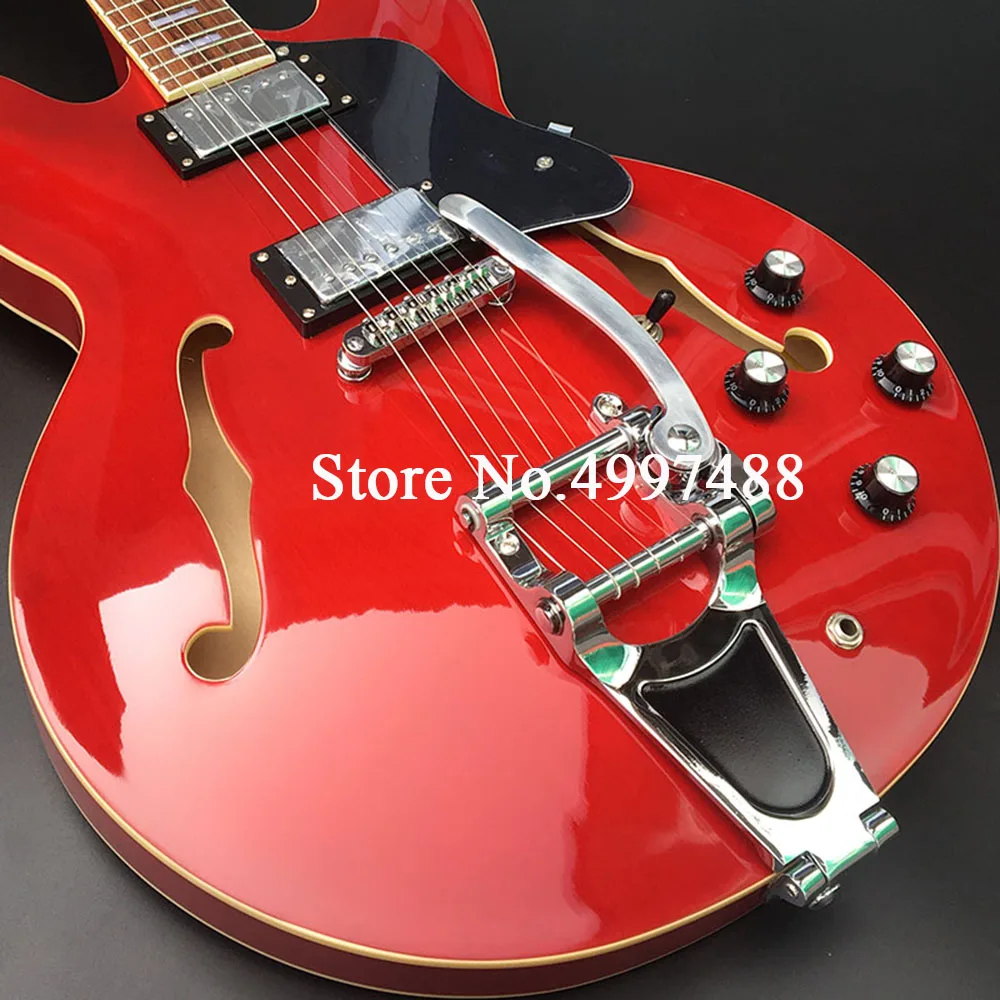 

Factory Outlet Red Electric Guitar 6 String Electric Guitar, Half-empty Core F Empty Guitar, Big Jazz Rocker, Free Delivery