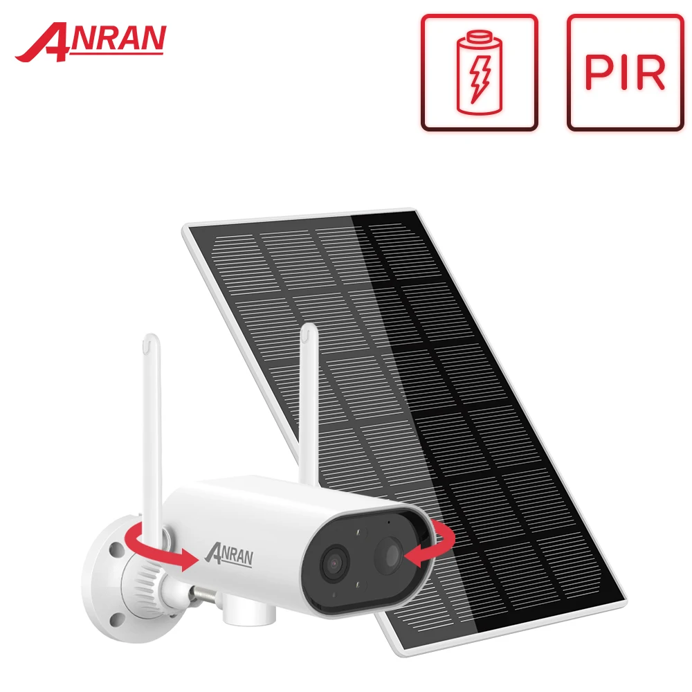 ANRAN 3MP Pan Tilt Wire-Free Security Camera With Battery &amp Solar Wireless Surveillance WiFi PIR Smart Humanoid Detection |