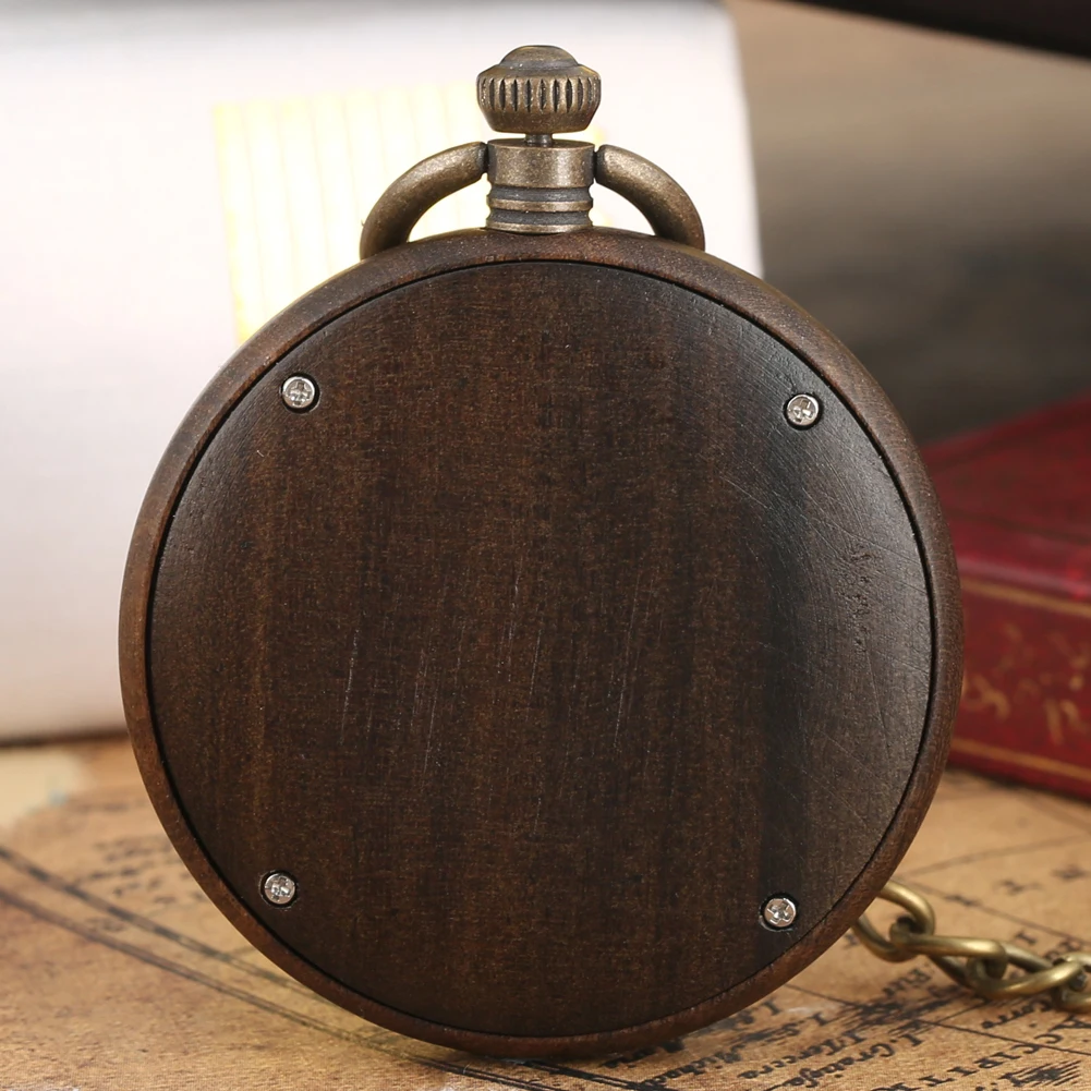 Шикарные Ebony кварцевые карманные часы для мужчин легкий темно коричневый